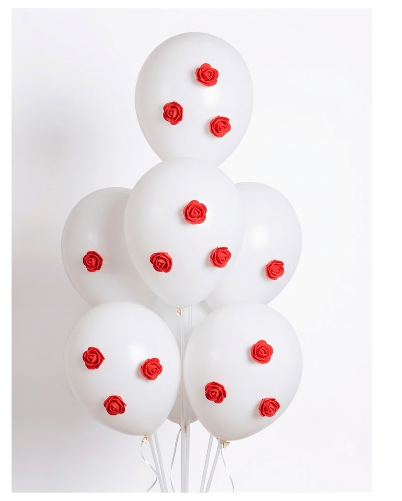 Foam roses + balloons set