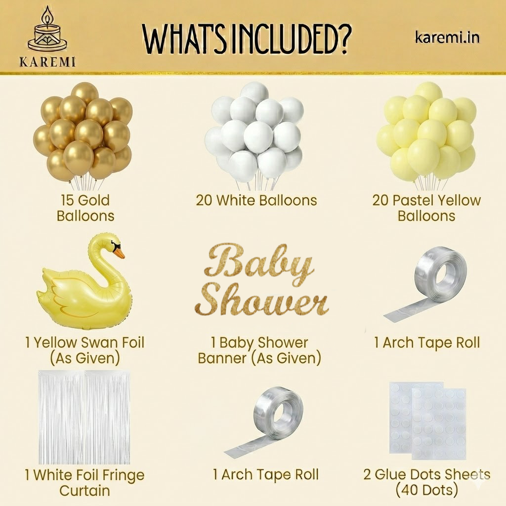 Yellow swan baby shower set