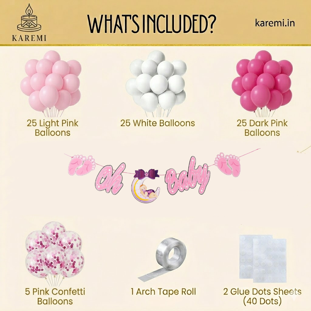 Pink baby shower set