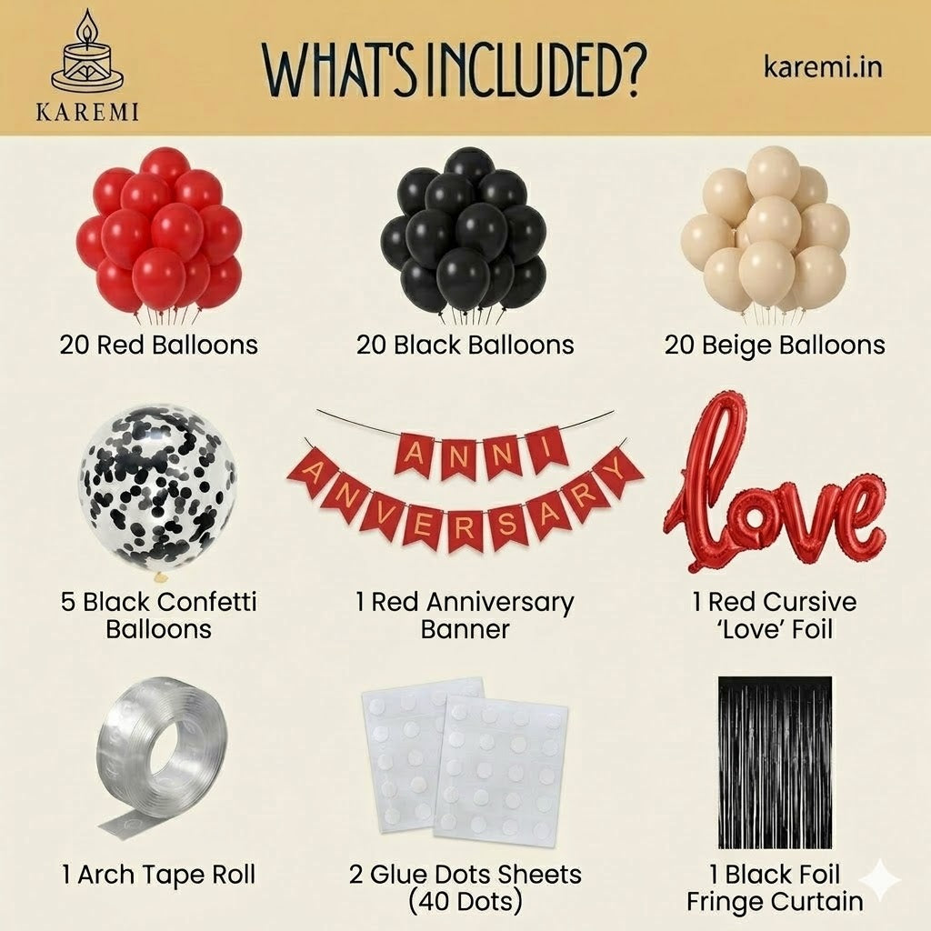 Red happy anniversary set