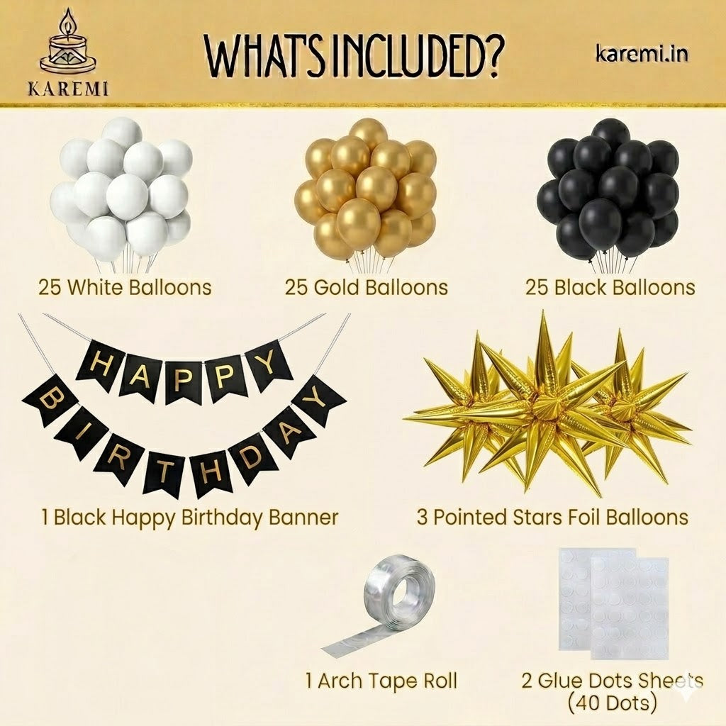Golden black happy birthday set