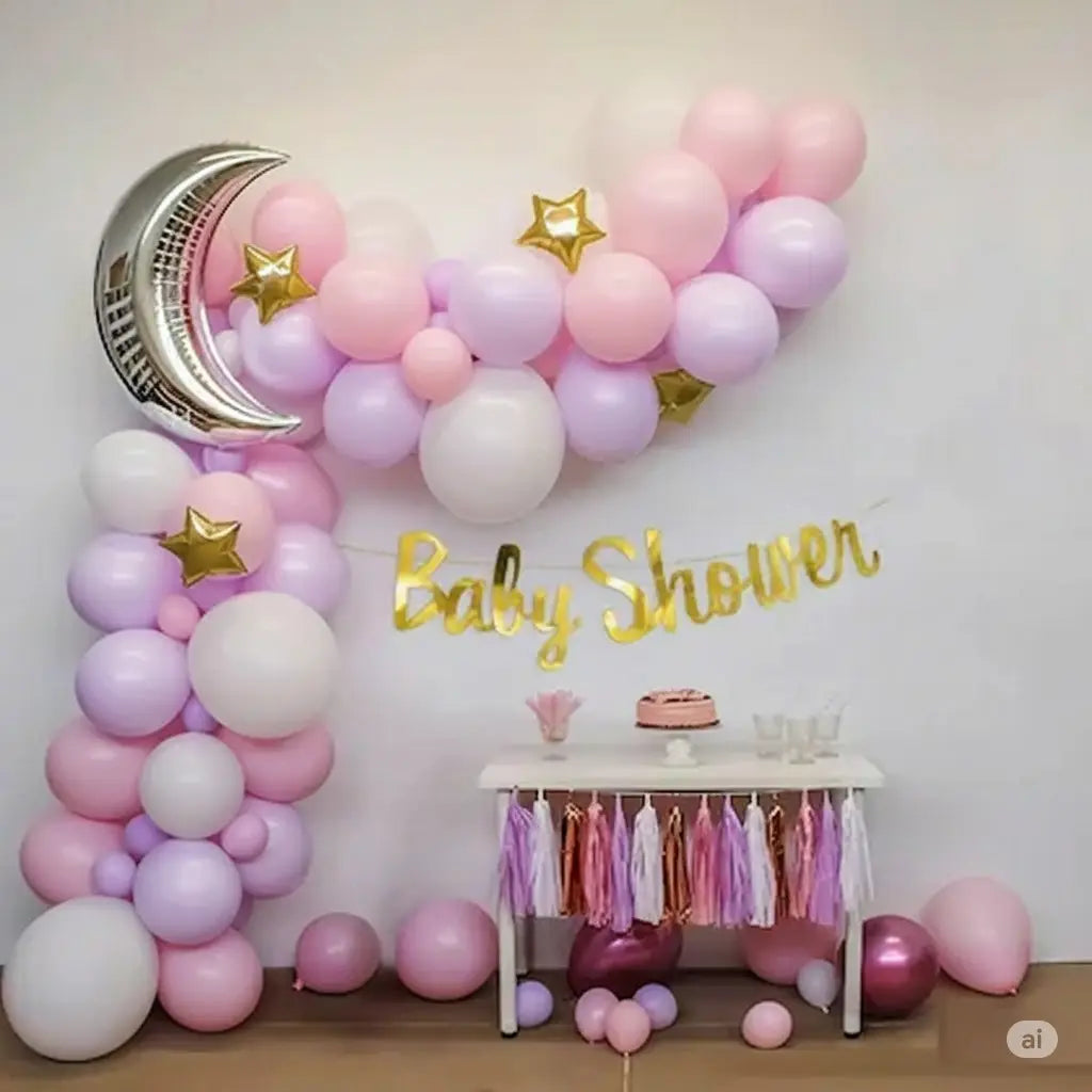 Pink purple baby shower set