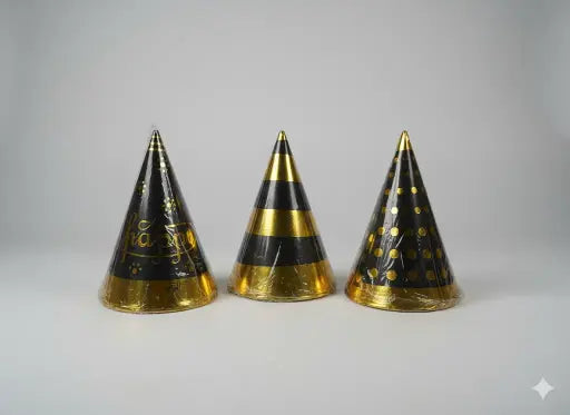 Black/gold birthday caps