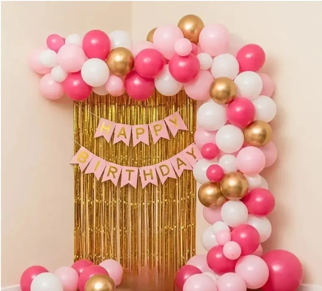 Pink golden birthday set
