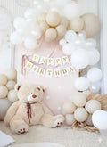 White and beige birthday decoration set