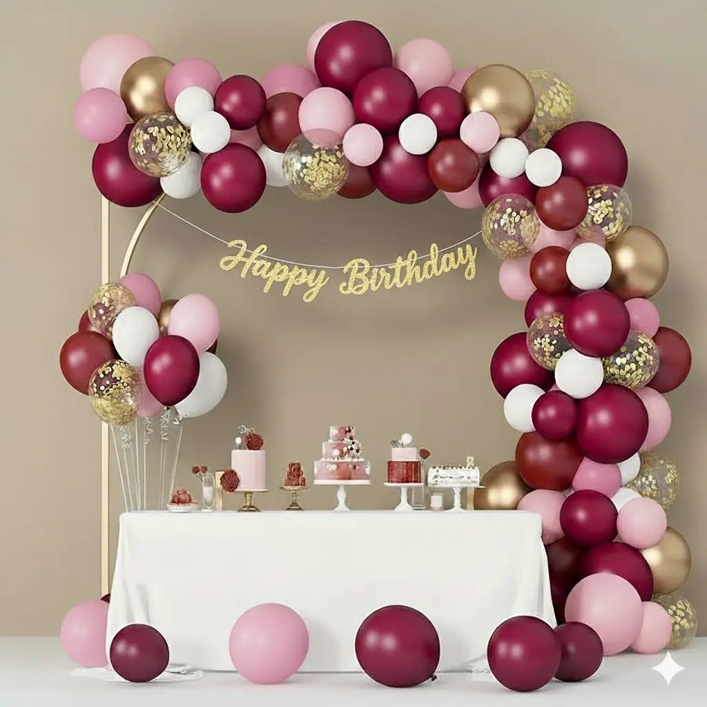 Birthday pink golden set