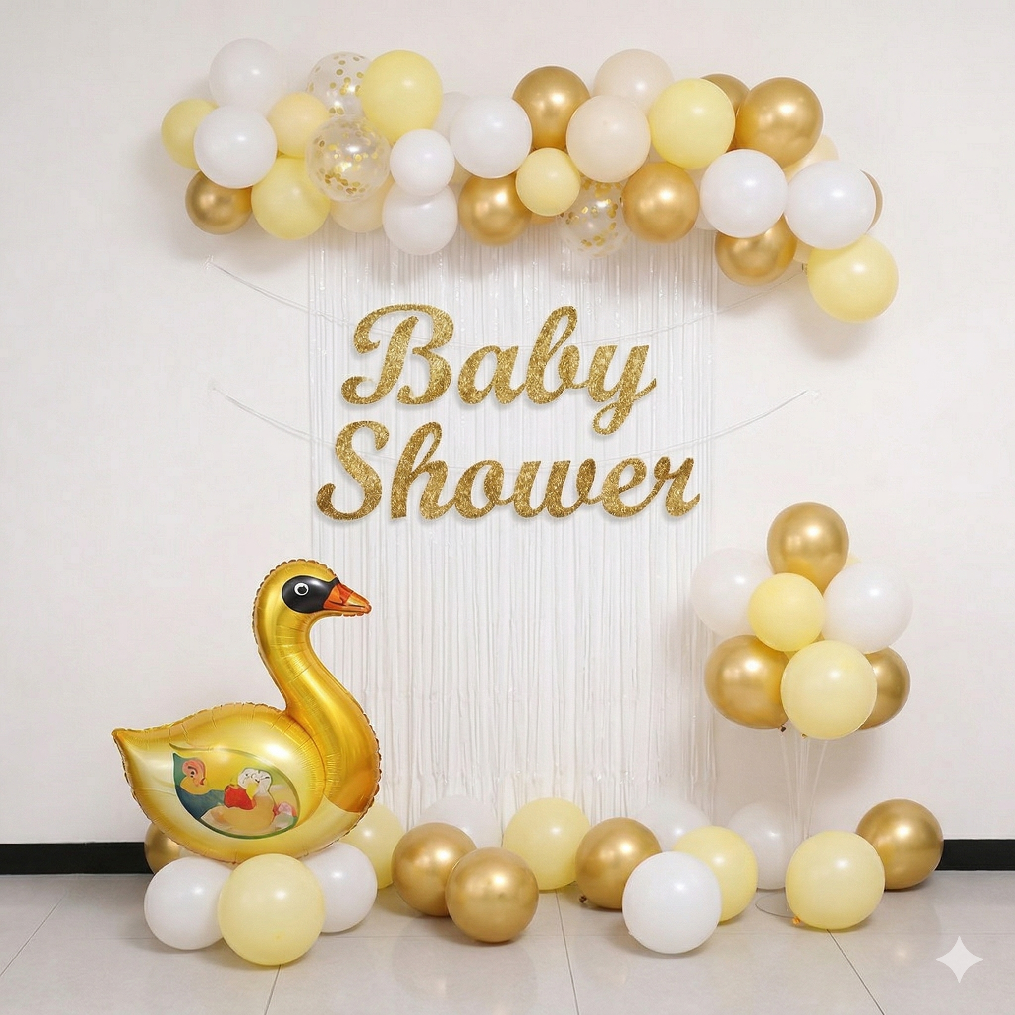 Yellow swan baby shower set