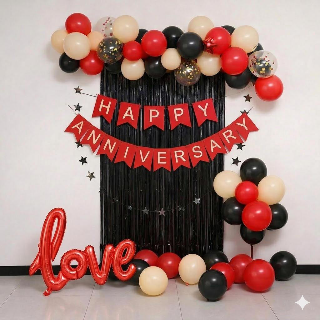 Red happy anniversary set