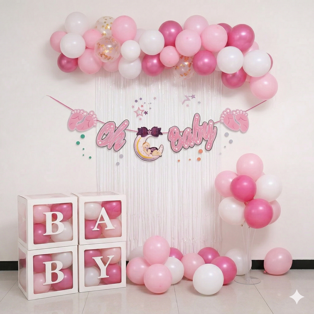 Pink baby shower set