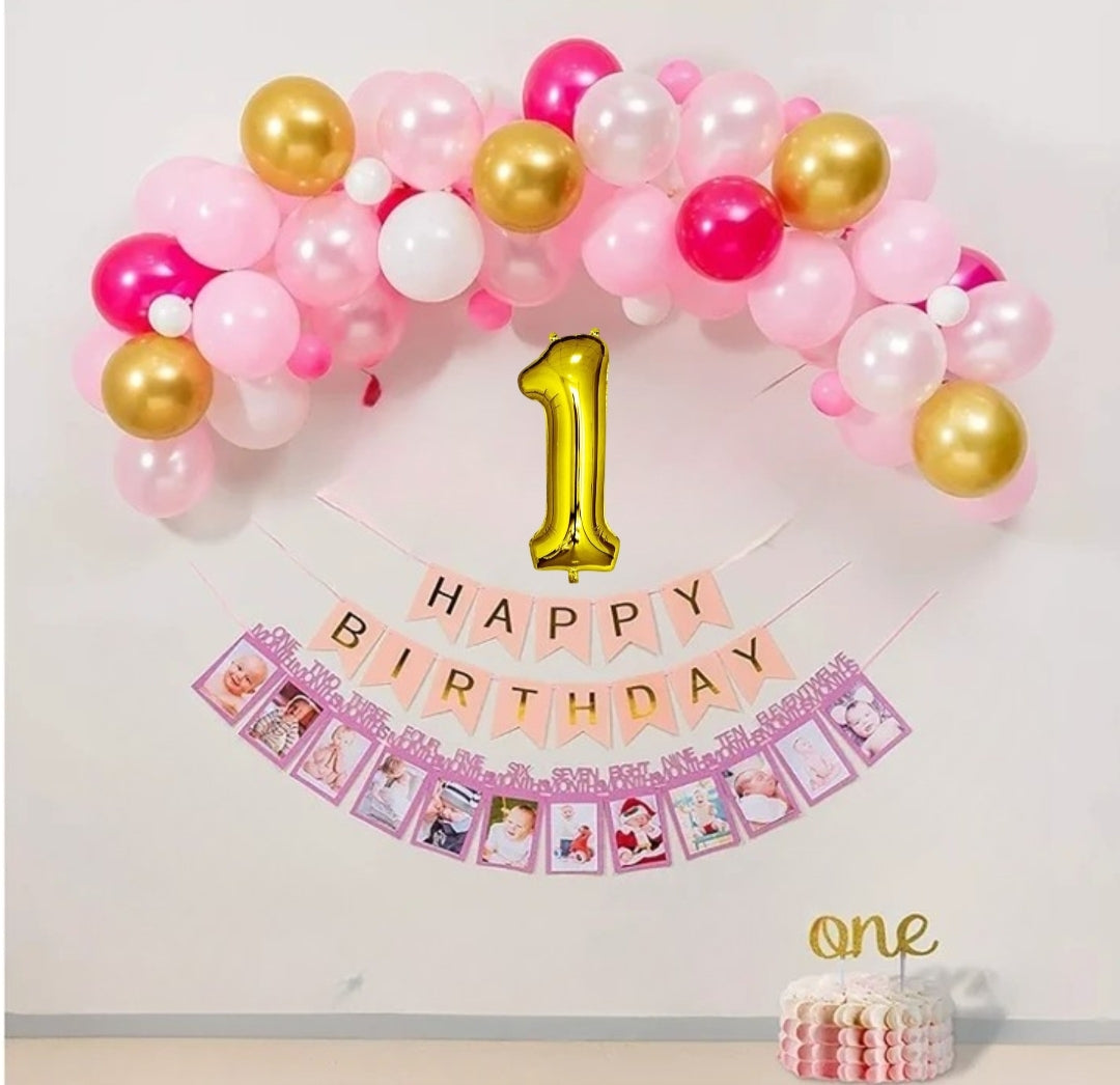 1st birthday pink decoration