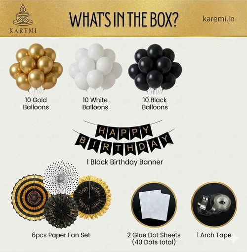 Birthday golden black fan set