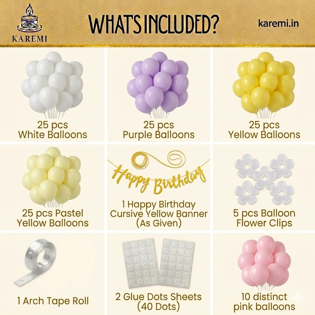Purple yellow flower birthday set