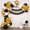 Golden black happy birthday set