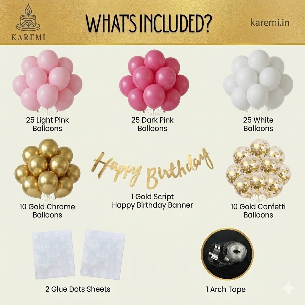 Birthday pink golden set
