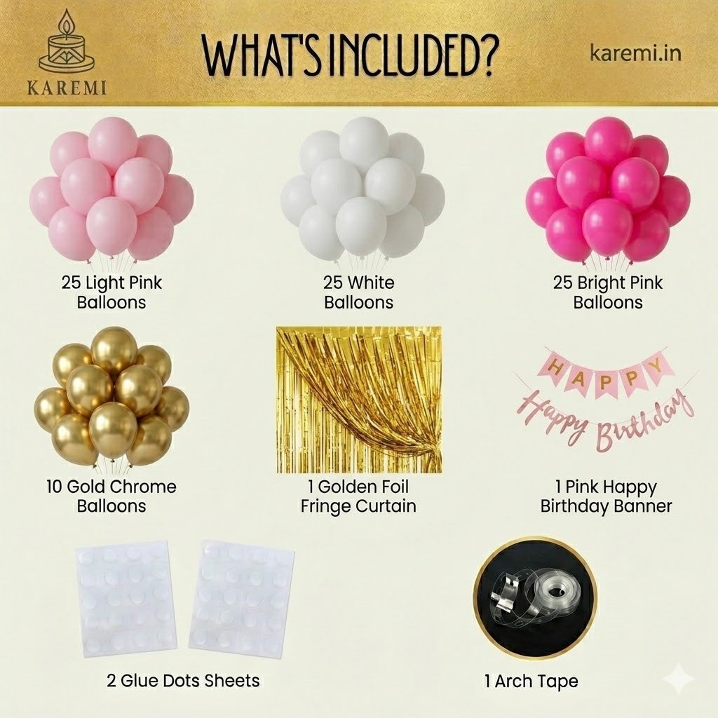 Pink golden birthday set