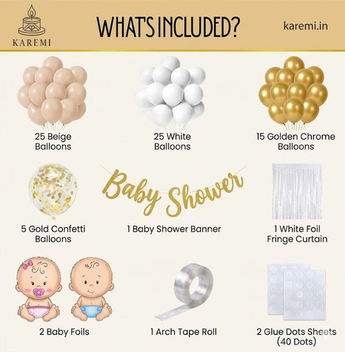Beige white baby shower set