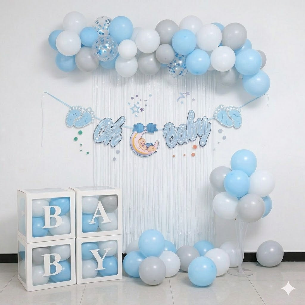 Blue baby shower set