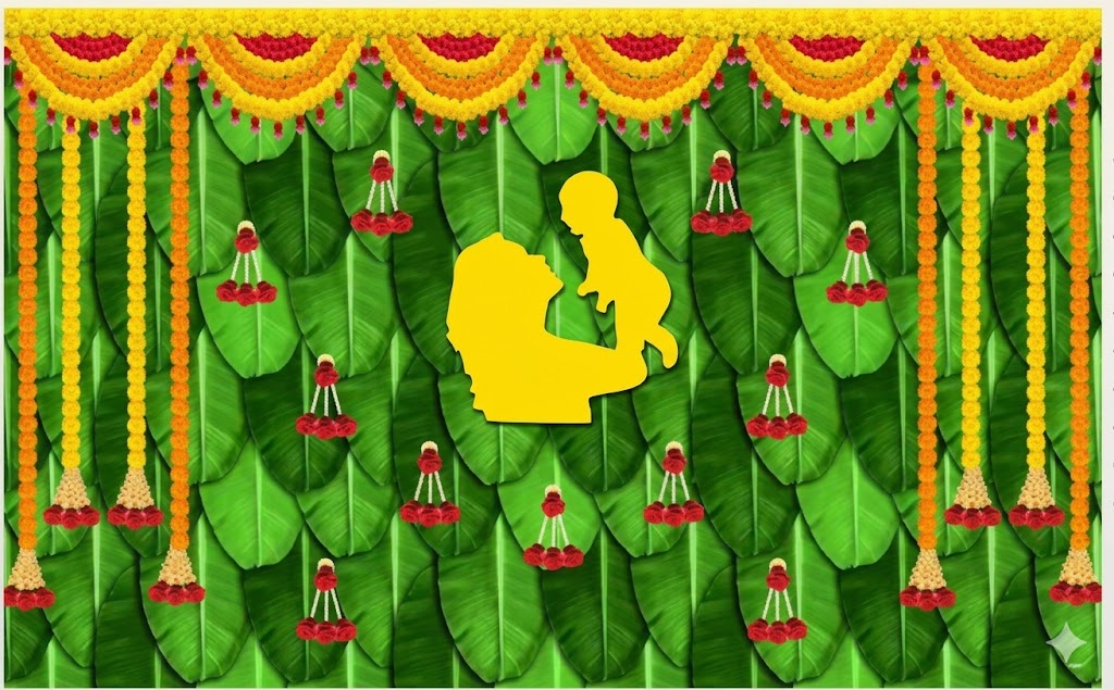 Baby mother banana leaves curtain